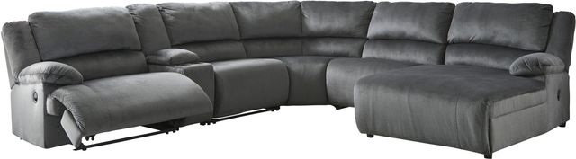 Signature Design by Ashley® Clonmel 6-Piece Charcoal Power Reclining Sectional with Armless Recliners