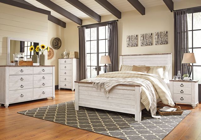 Signature Design by Ashley® Willowton White Wash King Panel Bed 2