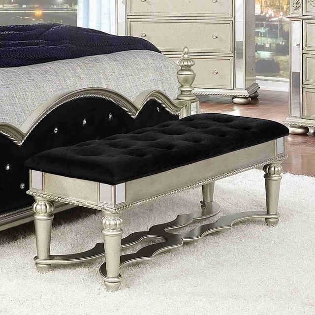Coaster® Heidi Metallic Platinum Upholstered Bench 1