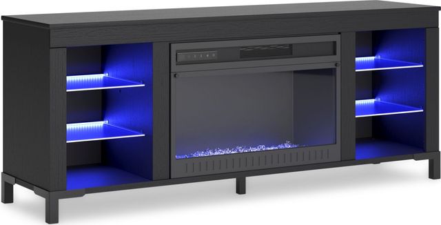 Signature Design by Ashley® Cayberry Matte Black 60" TV Stand with Electric Fireplace-2
