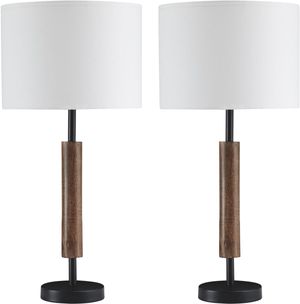 Signature Design by Ashley® Maliny 2-Piece Black/Brown Wood Table Lamps