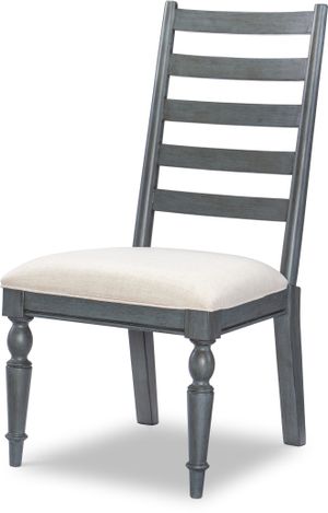 Legacy Classic Easton Hills Distressed Denim Upholstered Ladder Back Side Chair