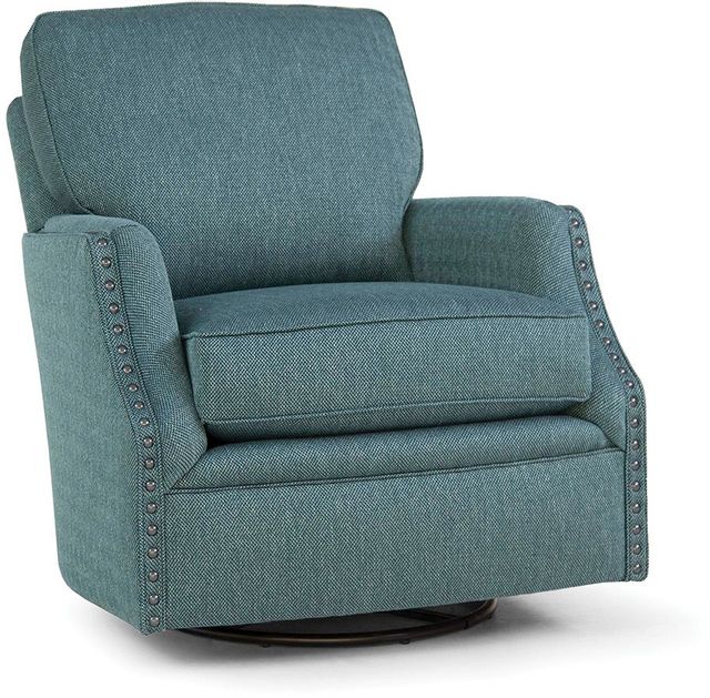 Smith Brothers 526 Collection Blue Swivel Chair