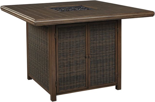 Signature Design by Ashley® Paradise Trail Medium Brown Square Fire Pit Bar Table -0