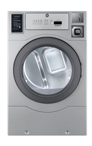 Crossover True Commercial Laundry - 7.0 Cu. Ft. Silver Heavy Duty Top Control Gas Dryer with Coin Option/Card Ready Included