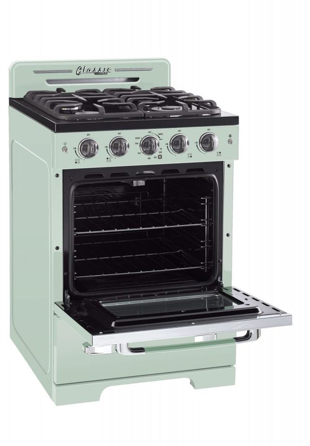 Unique® Appliances Classic Retro 24" Summer Mint Green Freestanding Natural Gas Range 2