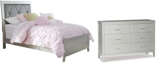 Signature Design by Ashley® Olivet 2-Piece Silver Twin Panel Bed Set