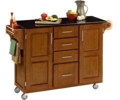 homestyles® Create-a-Cart Black Granite/Medium Oak Kitchen Cart