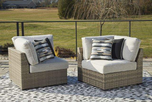 Signature Design by Ashley® Calworth 2 Piece Beige Outdoor Corner with Cushion Set 1
