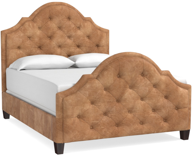 Bassett® Furniture Custom Upholstered Barcelona Leather California King Bonnet Bed with Tall Footboard