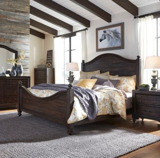Liberty Catawba Hills Bedroom King Poster Bed, Dresser, Mirror, Chest, and Night Stand Collection 6