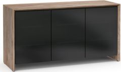Salamander Designs® Barcelona 337 AV Cabinet-Natural Walnut/Black Glass