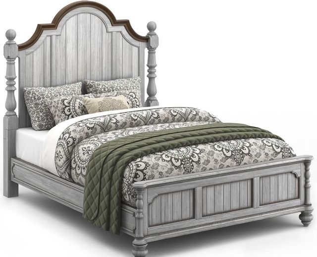 Flexsteel® Plymouth® Distressed Graywash Queen Panel Bed 0