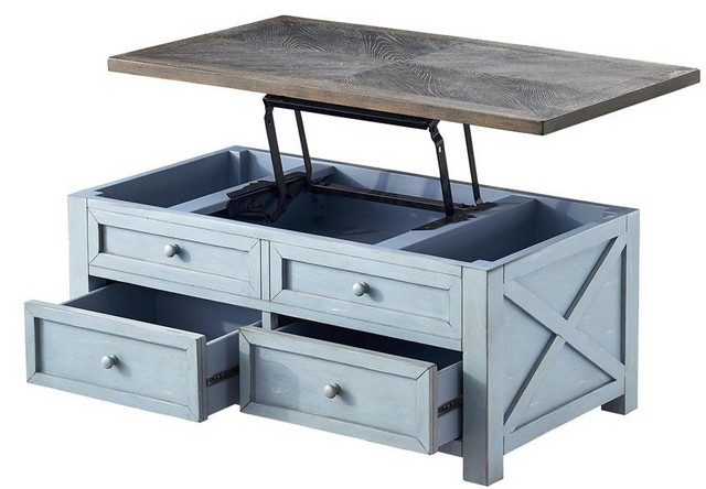 Coast To Coast Accents™ Bar Harbor Blue Lift Top Cocktail Table-3