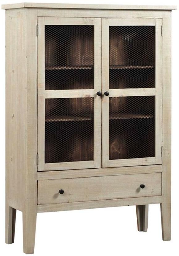Progressive® Furniture Isabella Pine/Washed Linen Display Cabinet-0