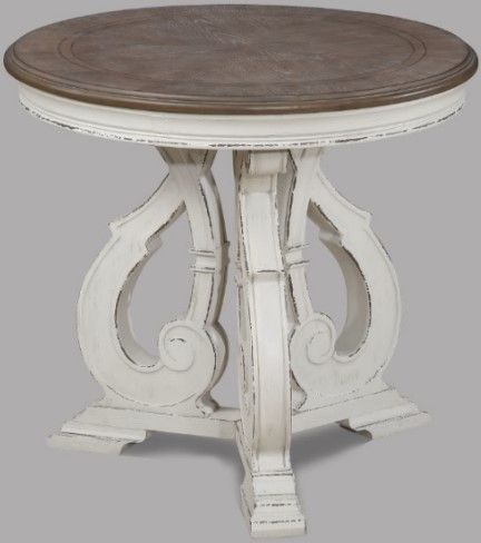 Crown Mark Clementine Brown End Table with Distressed White Base-0