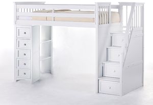 Hillsdale Furniture Schoolhouse White Twin Youth Stair Loft with Chest End