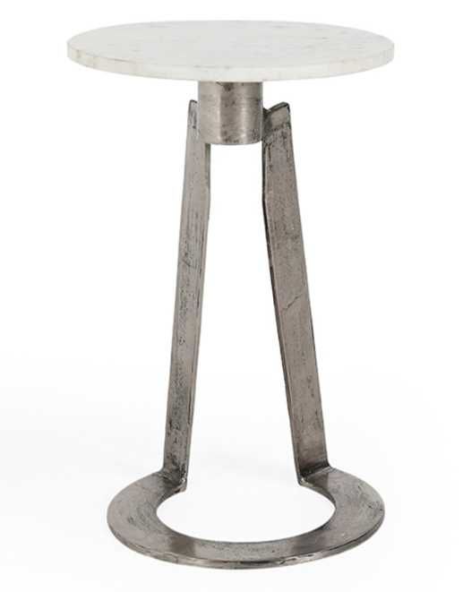 Classic Home Leyton White Marble Top Accent Table with Stainless Steel ...