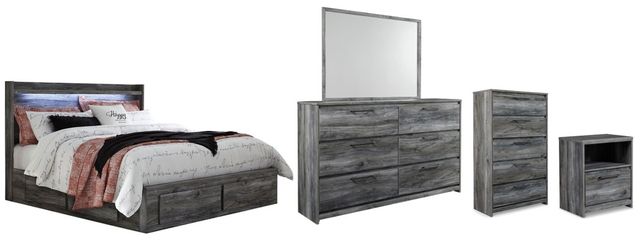 Signature Design by Ashley® Baystorm 4-Piece Gray Queen Panel Bed with  Storage Set