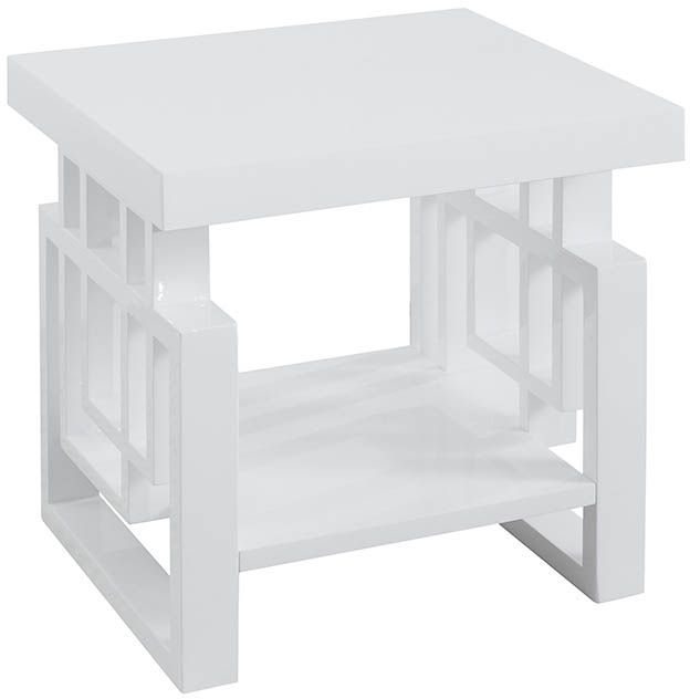Coaster® Glossy White Rectangular End Table-0