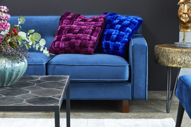 Moe's Home Collection PJ Royal Blue Velvet Pillow 4