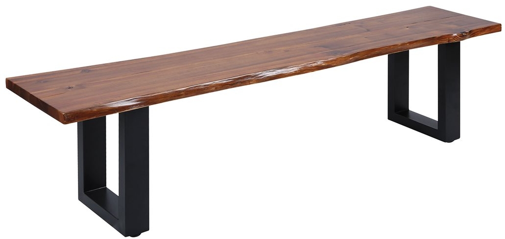 Stein World Fleming Living Edge Acacia Wood with Natural Stain and Black Metal Bench