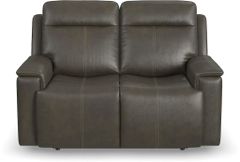 Flexsteel Odell Gray Power Reclining Loveseat with Power Headrests and Lumbar
