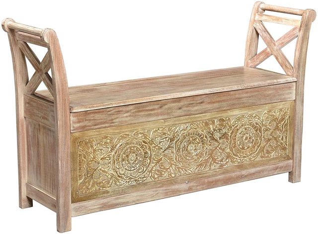 Crestview Collection Bengal Manor Brushed Wood Storage Bench 0