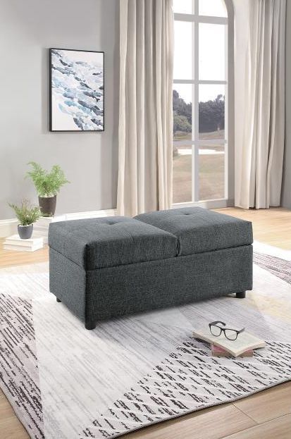 Mazin Furniture Denby Gray Fabric Storage Ottoman/Chair 2