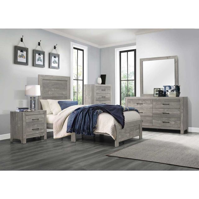 Homelegance Corbin Grey Twin Bed, Dresser, Mirror & Nightstand-0