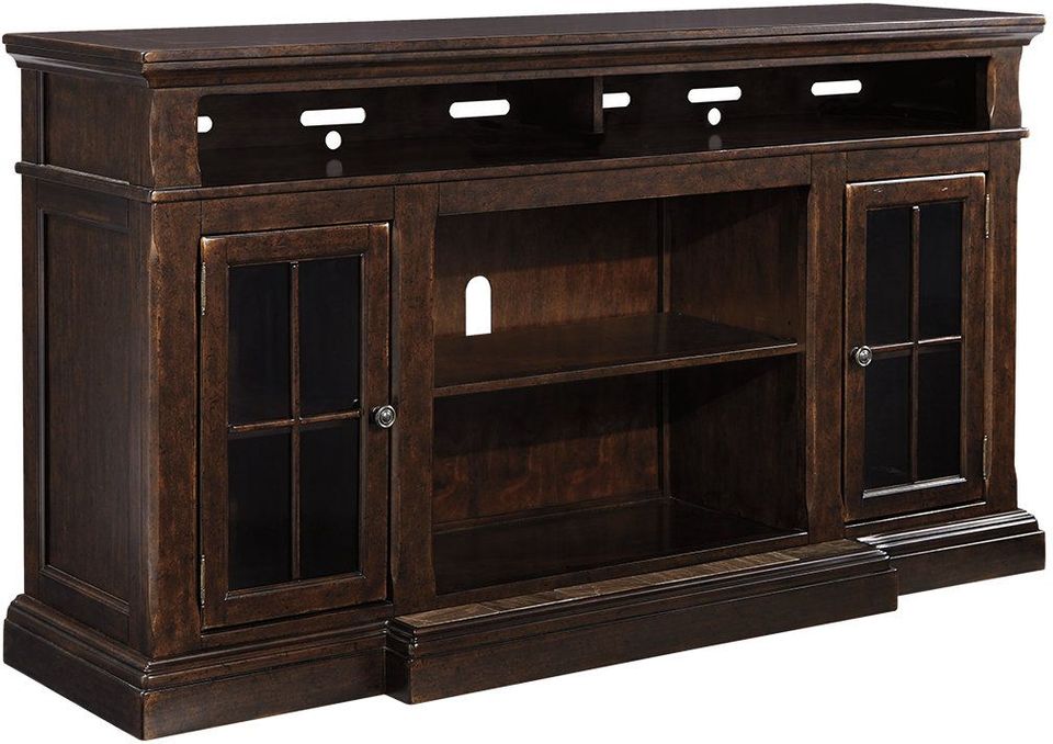 Signature Design by Ashley® Roddinton Dark Brown Extra Large TV Stand with Fireplace Option