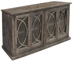 Cottage Creek Furniture Bahari Aged Oak 4-Door Console with Wooden Knobs