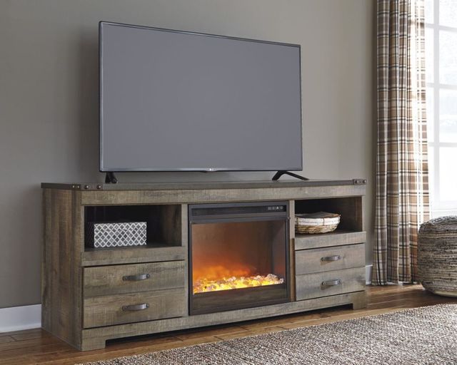 Signature Design by Ashley® Trinell Brown 63" TV Stand with Electric Fireplace-1