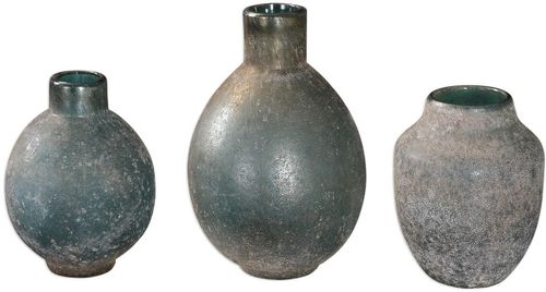 Uttermost® Mercede 3-Piece Weathered Blue-Green Vases