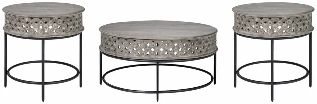 Signature Design by Ashley® Rastella 3-Piece Gray/Black Living Room Table Set