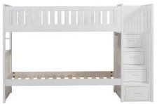 Mazin Furniture Galen White Twin/Twin Youth Step Bunk Bed | Halton ...