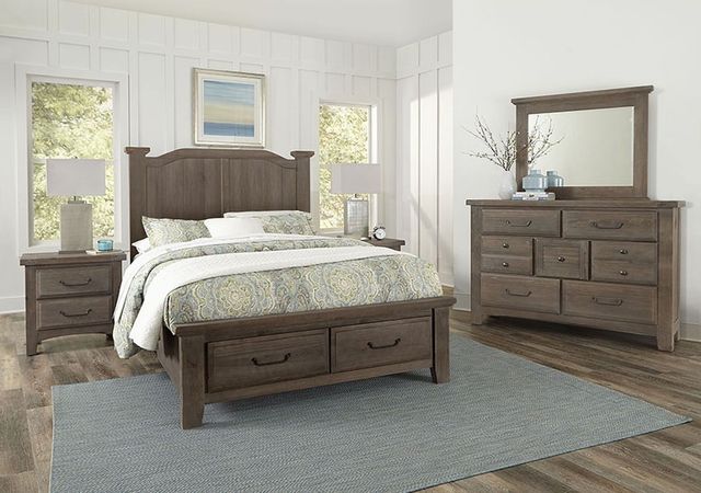 Vaughan-Bassett Sawmill Saddle Gray Queen Arch Storage Bed 4