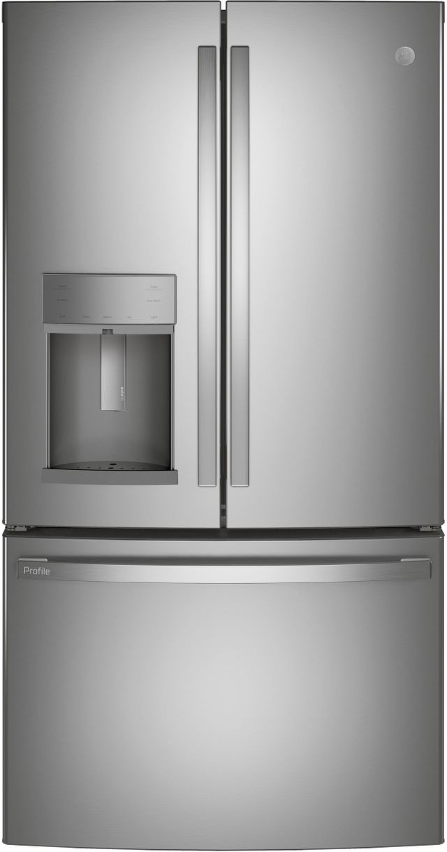 GE Profile 4 Pc Kitchen Package with 22.1 Cu. Ft. Counter-Depth French-Door Refrigerator with Hands-Free AutoFill PLUS a FREE Countertop Icemaker-1