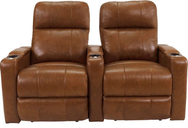 RowOne Prestige Home Entertainment Seating Brown 2-Chair Straight Row