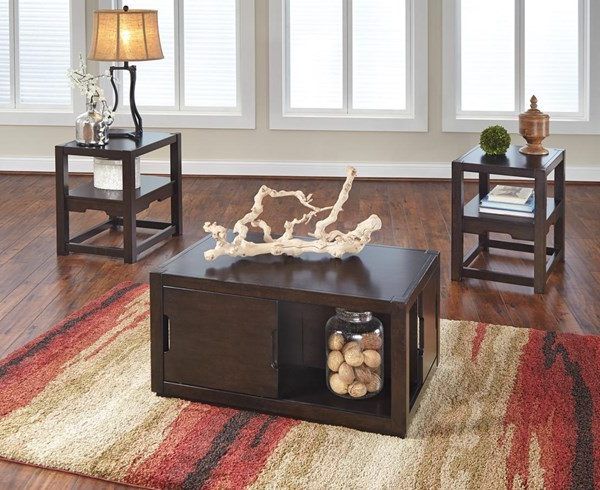 Signature Design by Ashley® Shannifer 3-Piece Dark Brown Occasional Table Set 1