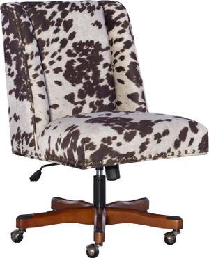 Linon Draper Brown and White Cow Print Office Chair 