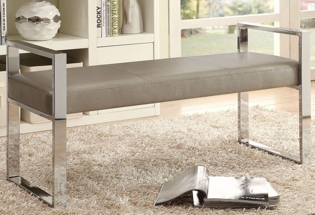 Coaster® Champagne And Chrome Upholstered Bench 1