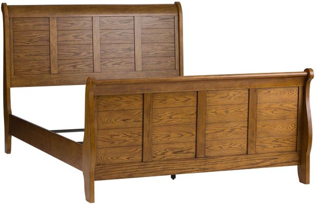 Liberty Furniture Grandpas Cabin Aged Oak Queen Sleigh Headboard and Footboard-0