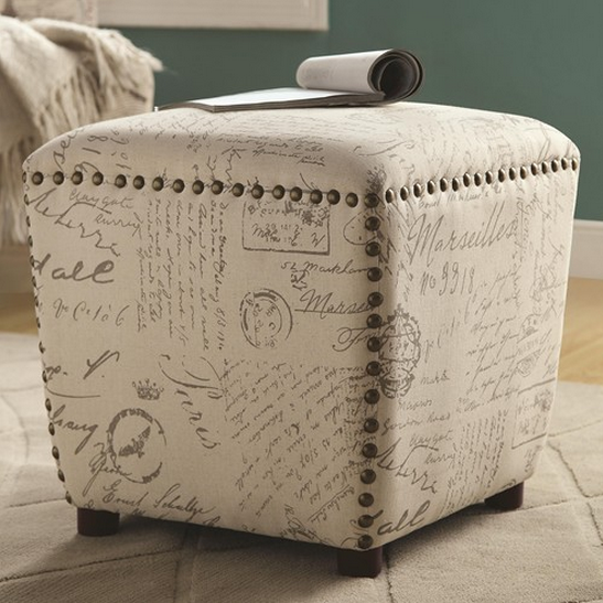 Coaster® Off White/Grey Upholstered Ottoman 1