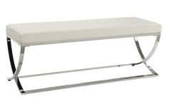 Coaster® White And Chrome Bench