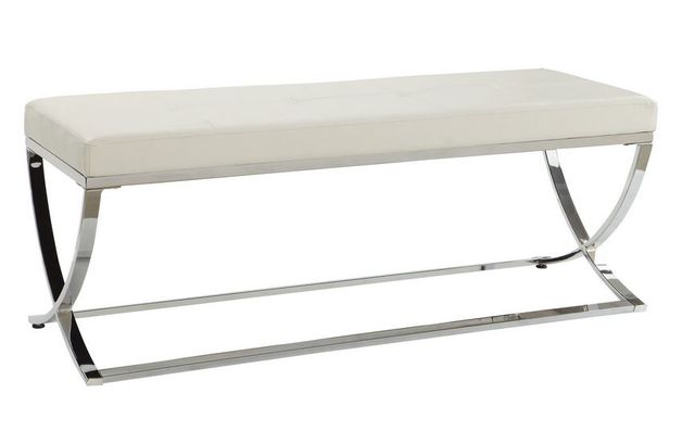Coaster® White And Chrome Bench-0
