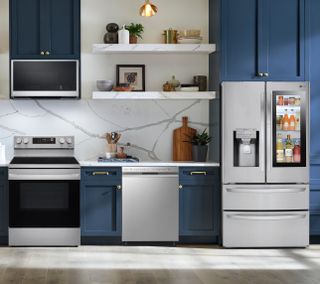 LG 4 Piece Kitchen Package with a 28 cu ft. Smart InstaView® Door-in-Door® Double Freezer Refrigerator with Craft Ice PLUS a FREE 10 PC Luxury Cookware Set PLUS a FREE 5.8 cu. ft. Upright Freezer OR 6.9 cu. ft. All-Refrigerator! 