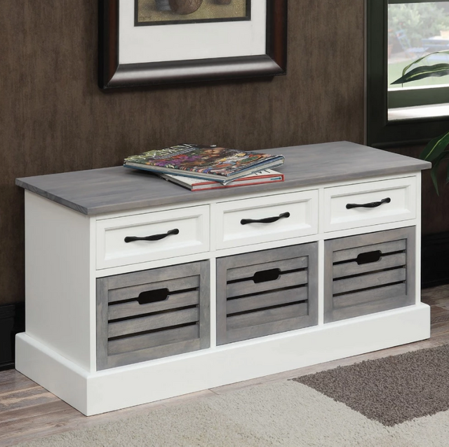 Coaster® White And Weathered Grey 3-Drawer Storage Bench 2