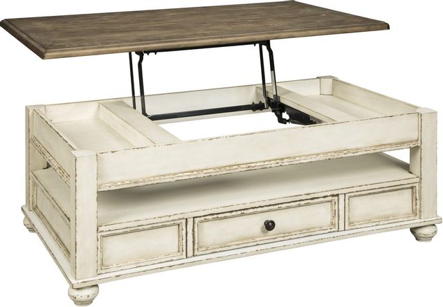 Signature Design by Ashley® Realyn White/Brown Lift Top Coffee Table 1