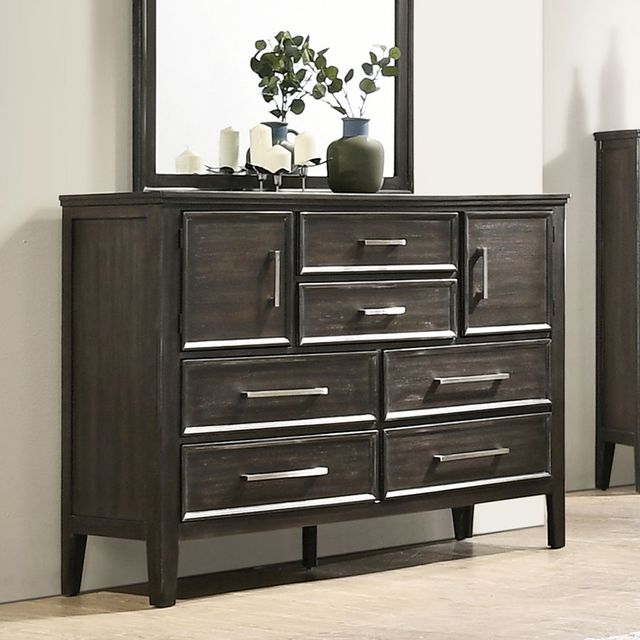 New Classic® Home Furnishings Andover 5-Piece Nutmeg Queen Panel Bedroom Set with Two Nightstands-3